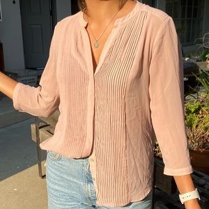 Cream pink flowy blouse top